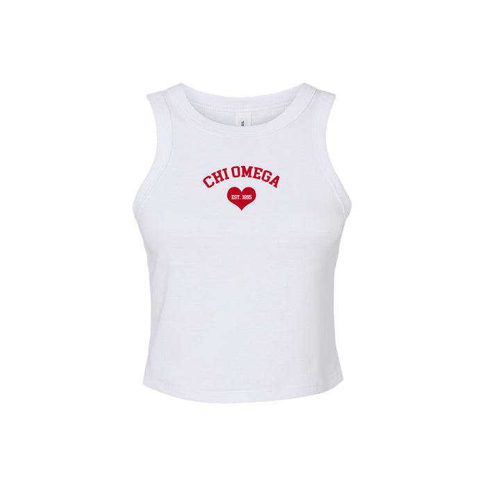 Chi Omega Crop Tank Top - Women's Micro Rib Racer Tank - CHI O