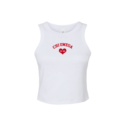 Chi Omega Crop Tank Top - Women's Micro Rib Racer Tank - CHI O