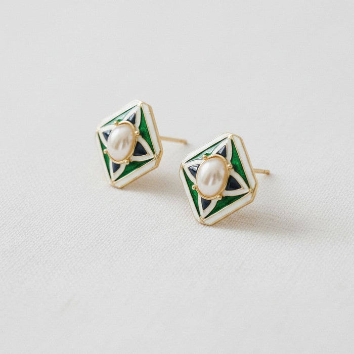 Chic Geometric Pearl Drop Earrings
