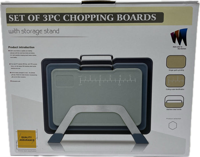 Chopping Board 3pc Set With Storage Stand 12529