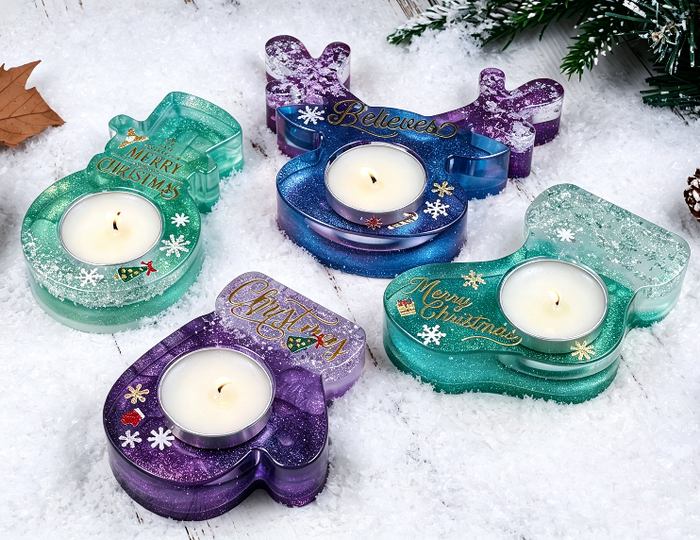 Christmas Deer, Mitten, Boot & Snowman Candle Holder Resin Mold