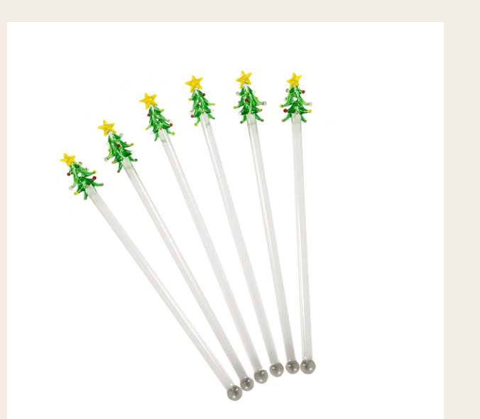 Christmas Tree Swizzle Sticks, Set/6