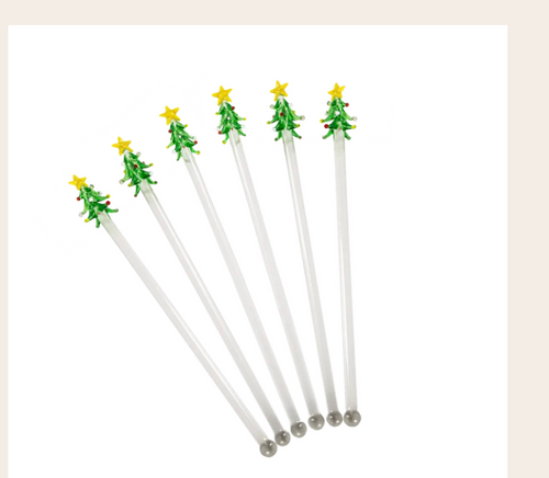 Christmas Tree Swizzle Sticks, Set/6