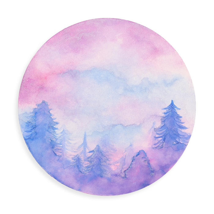 Twilight watercolor forest on Chroma Blends Circular Watercolor Paper