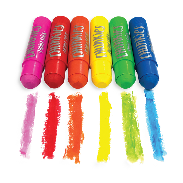6 colors of OOLY Chunkies Paint Sticks in a row
