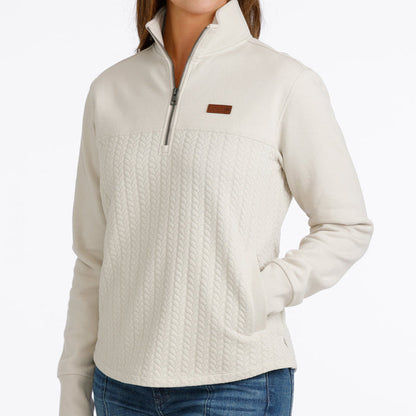 Cinch Women's 1/4 Zip Pullover in Cream