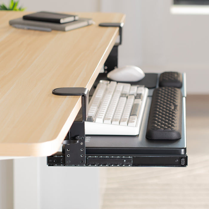 Clamp-on Height & Width Adjustable Keyboard Tray