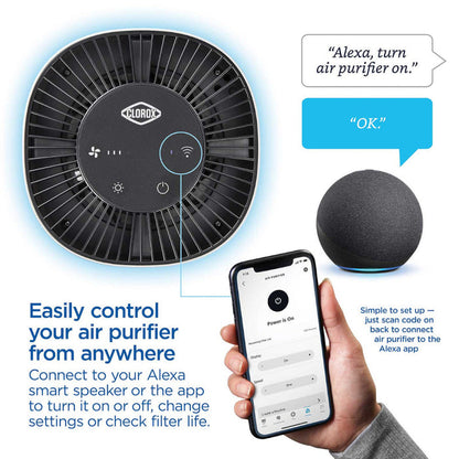 CLOROX 11021 Alexa Smart Tabletop True HEPA Air Purifier