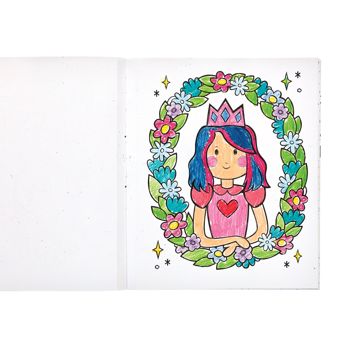 Princess colored with crayon from the OOLY Princesses and Fairies Coloring Book