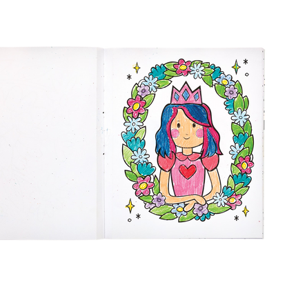 Princess colored with crayon from the OOLY Princesses and Fairies Coloring Book