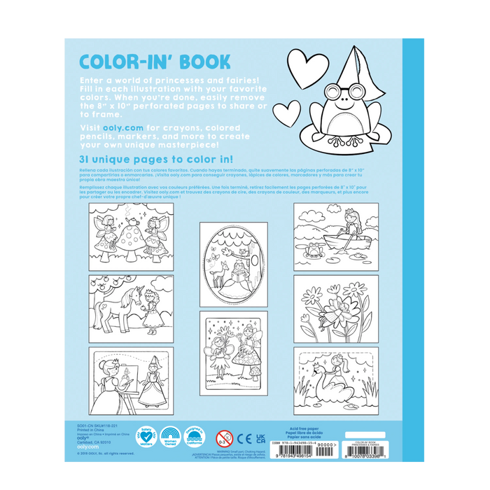 Back cover of OOLY Princesses and Fairies Coloring Book