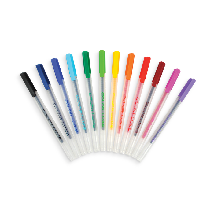 Color Luxe fine tip gel pens in a rainbow pattern