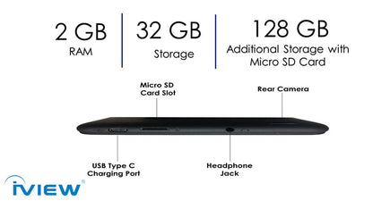Combo 816TPC 2GB/32GB Android 10 in Matte Black and Memo Pad with Voice Record Feature