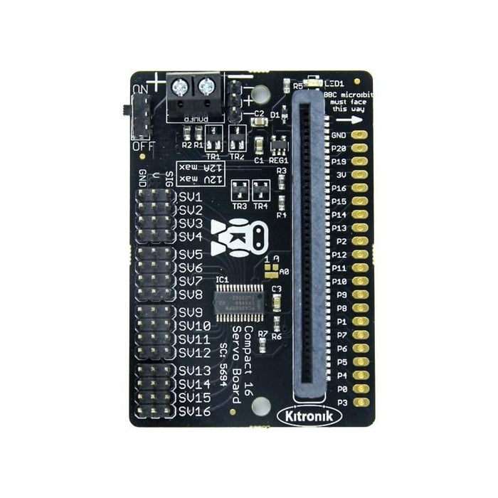 Compact 16 Servo Driver Board for the BBC micro:bit by Kitronik - The Pi Hut