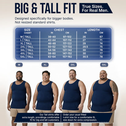 Compression Shirt Tank Top | Tall Length | Navy- QORELOGIQ || color_navy&fit_tall