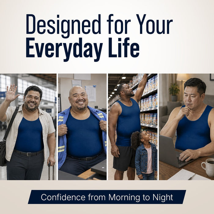 Compression Shirt Tank Top | Tall Length | Navy- QORELOGIQ || color_navy&fit_tall