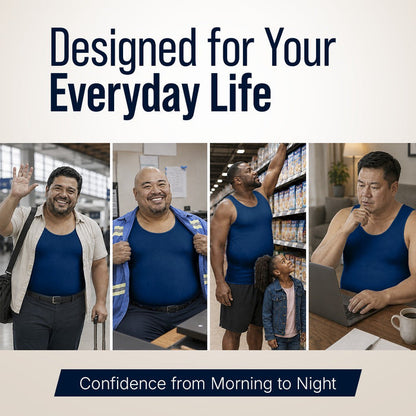 Compression Shirt Tank Top | Tall Length | Navy- QORELOGIQ || color_navy&fit_tall