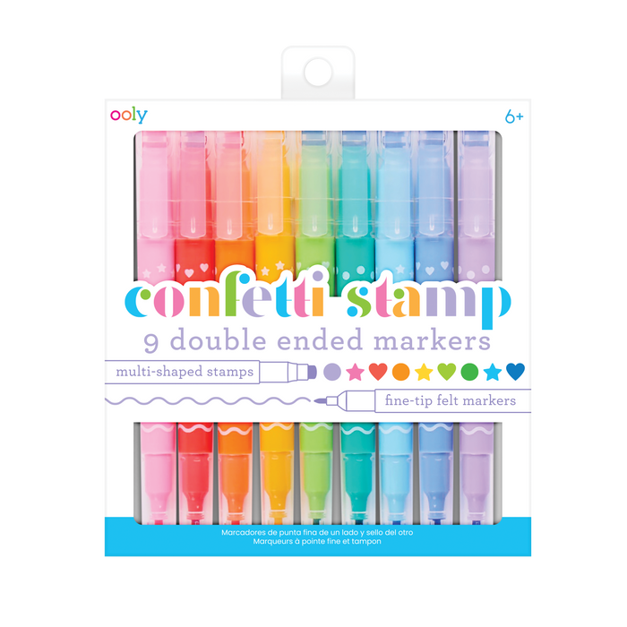 OOLY Confetti Stamp Double-Ended Markers in packaging