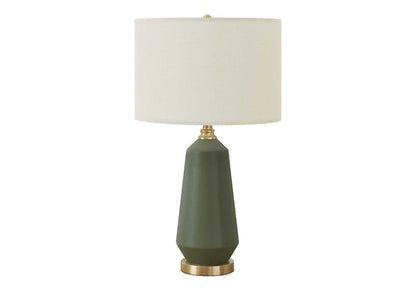 Contemporary Green Ceramic Table Lamp with Ivory Linen Shade [Online Only]