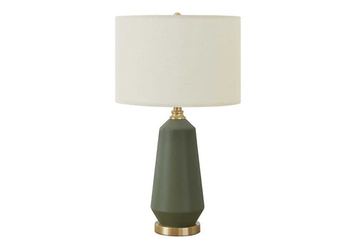 Contemporary Green Ceramic Table Lamp with Ivory Linen Shade [Online Only]