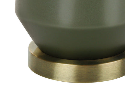 Contemporary Green Ceramic Table Lamp with Ivory Linen Shade [Online Only]