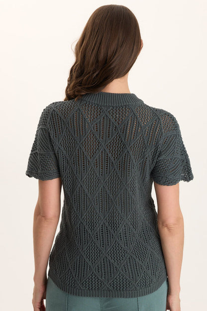 XCVI Copeland Cotton Knit Short-Sleeve Mock Neck Top