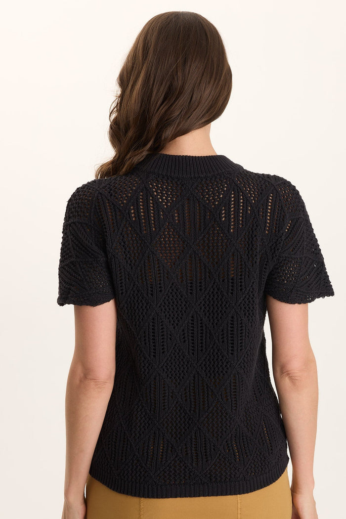 XCVI Copeland Cotton Knit Short-Sleeve Mock Neck Top