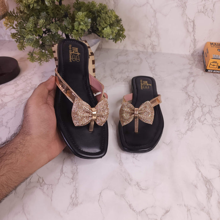 Copper Bow Slippers - Maha fashions -  woman footwear