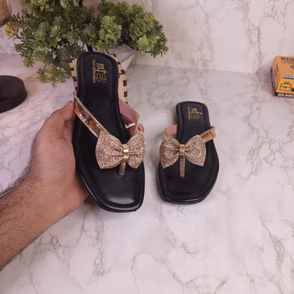 Copper Bow Slippers - Maha fashions -  woman footwear