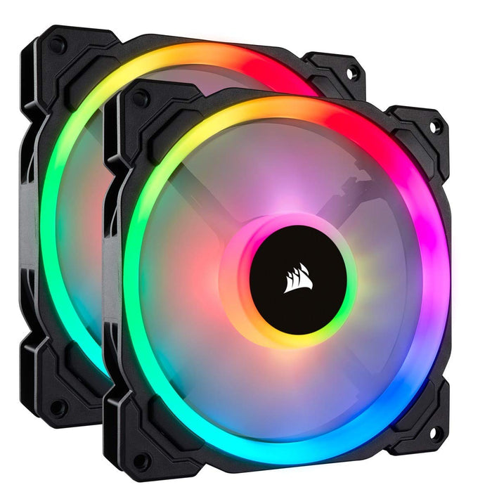 Corsair CO-9050074-WW LL Series LL140 RGB 140mm Dual Light Loop RGB LED PWM 2 Fan Pack With Lighting Node Pro