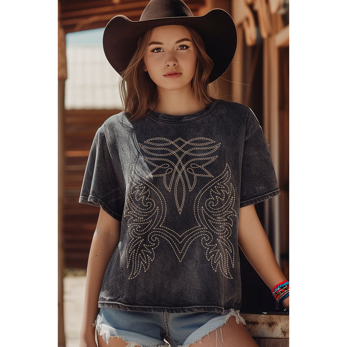Cowboy Boot Stitch Mineral Graphic Tee