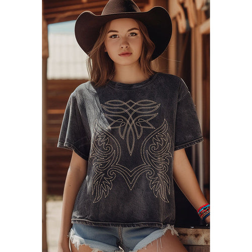 Cowboy Boot Stitch Mineral Graphic Tee