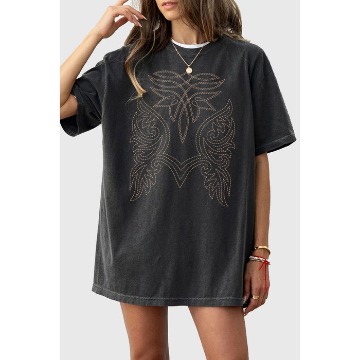 Cowboy Boot Stitch Oversized Mineral Graphic Tee