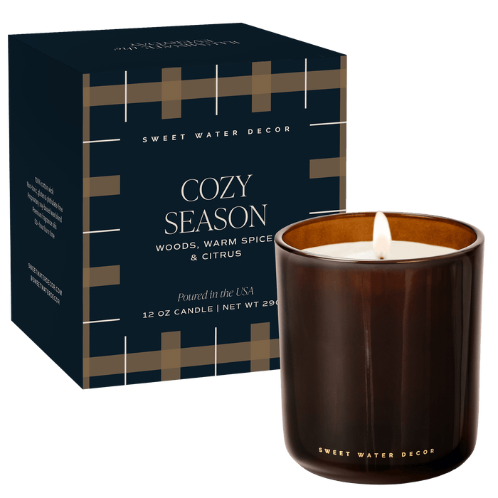 Cozy Season Soy Candle - Boxed Amber Tinted Glass Jar - 12 oz [Online Only]