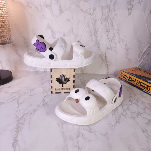 Cream Combo Slides Sandals - Maha fashions -  Women Footwear