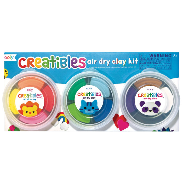 OOLY Creatibles Standard Air Dry Clay Kit packaging with three containers of different color clays