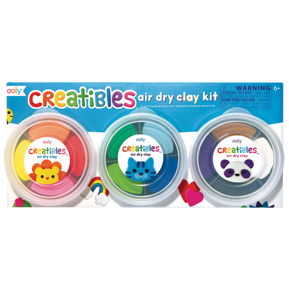 OOLY Creatibles Standard Air Dry Clay Kit packaging with three containers of different color clays