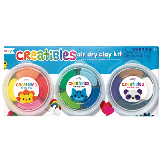 OOLY Creatibles Standard Air Dry Clay Kit packaging with three containers of different color clays