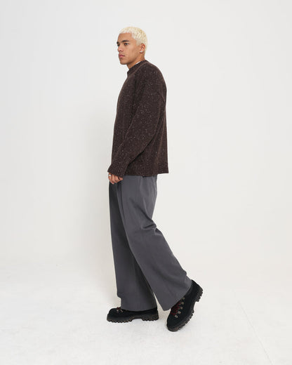 Crew Neck Sweater - Brown Speckle