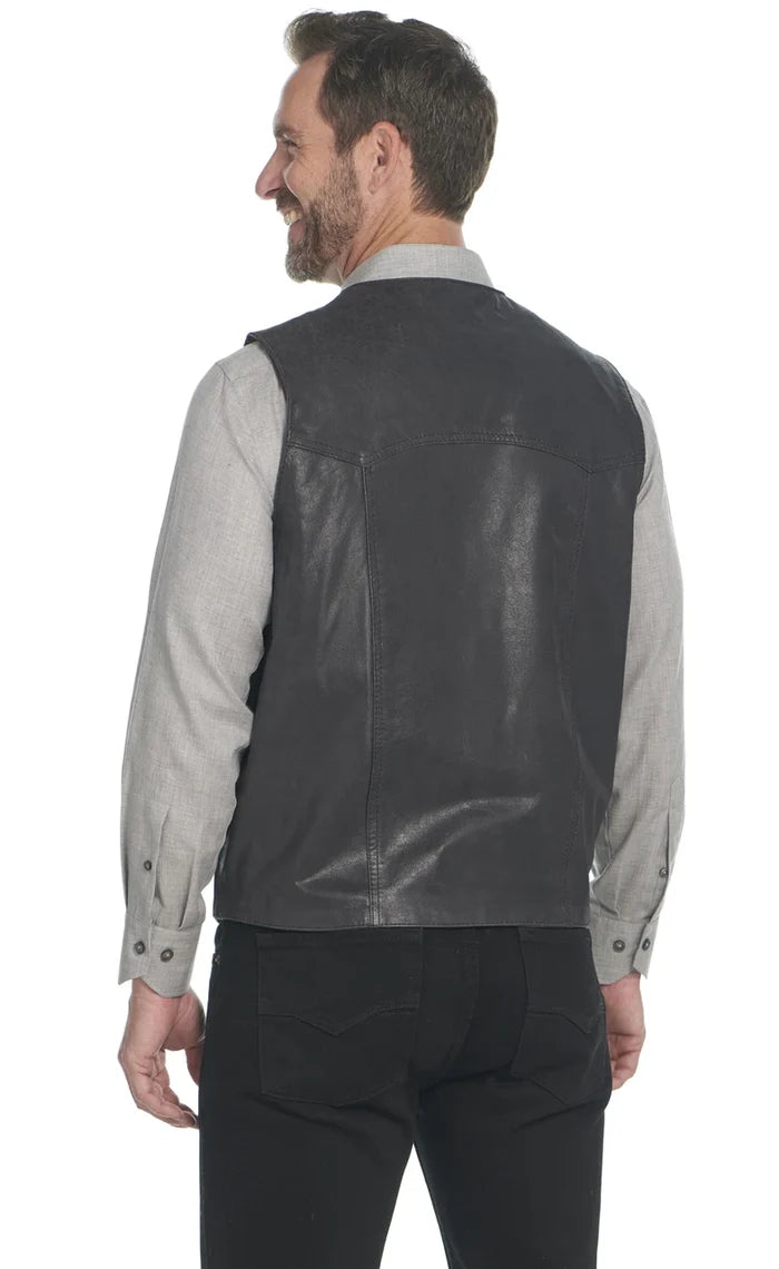 Cripple Creek by Circle S Men's Suede Leather Vest in Antique Black