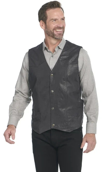 Cripple Creek by Circle S Men's Suede Leather Vest in Antique Black