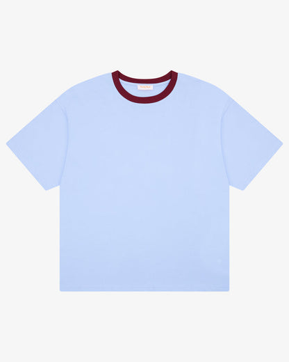 Crop Boxy Tee - Cornflower / Burgundy