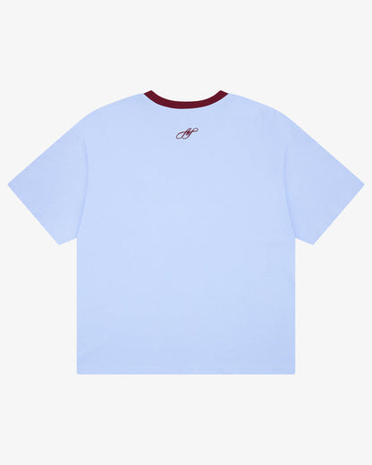 Crop Boxy Tee - Cornflower / Burgundy