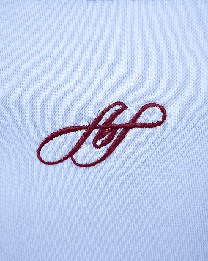 Crop Boxy Tee - Cornflower / Burgundy