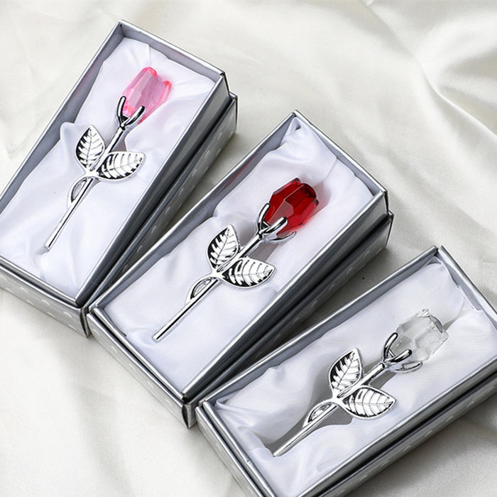 Crystal Glass Rose Favor-Wedding Gift-Flower Keepsake