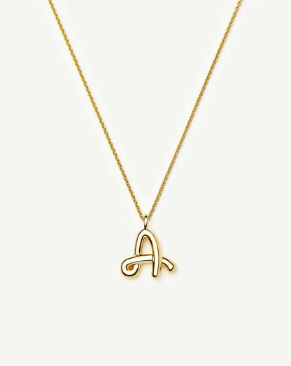 Curly Molten Initial Pendant Necklace - A | 18k Gold Vermeil Necklaces Missoma