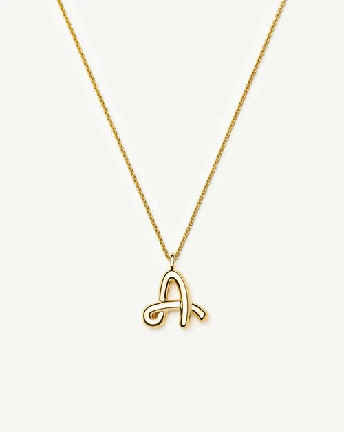 Curly Molten Initial Pendant Necklace - A | 18k Gold Vermeil Necklaces Missoma