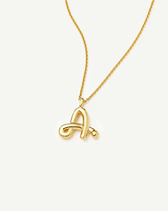 Curly Molten Initial Pendant Necklace - A | 18k Gold Vermeil Necklaces Missoma
