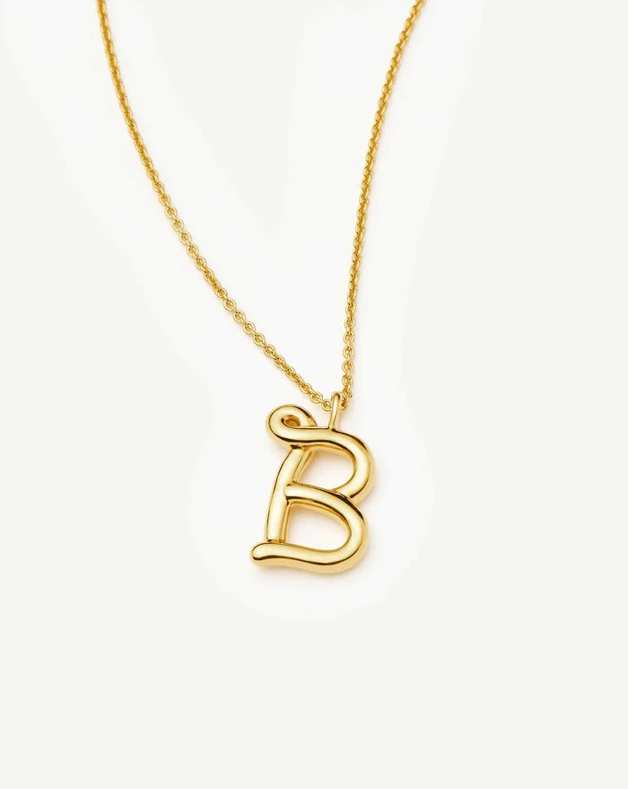 Curly Molten Initial Pendant Necklace - B | 18k Gold Vermeil Necklaces Missoma