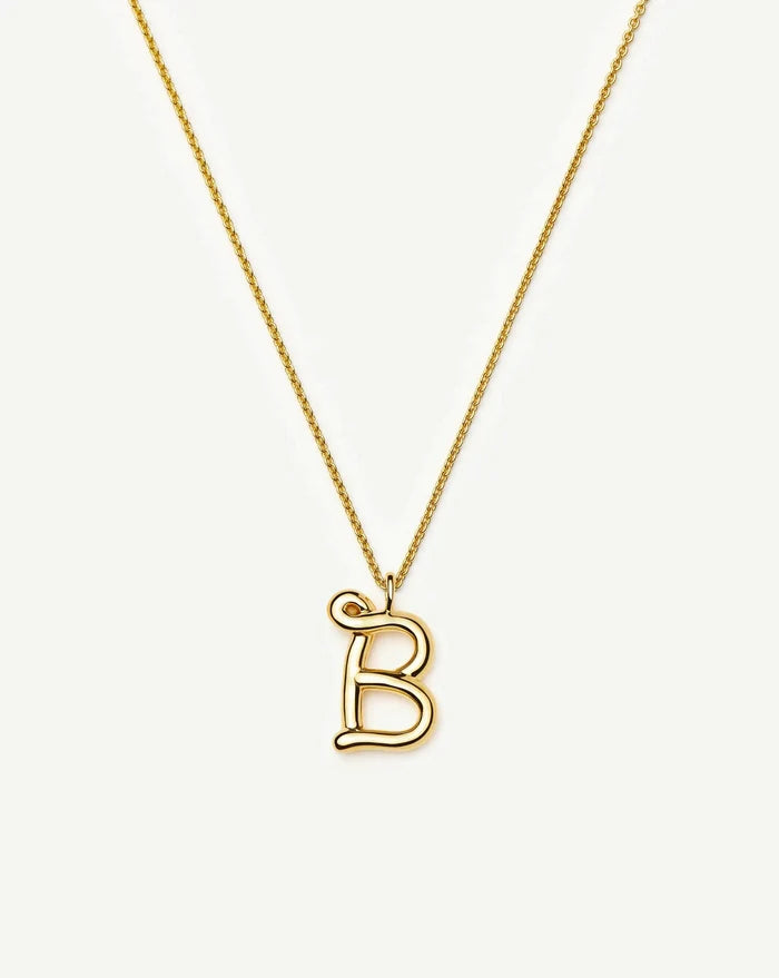 Curly Molten Initial Pendant Necklace - B | 18k Gold Vermeil Necklaces Missoma